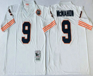 Men's Chicago Bears #9 Robbie Gould White With Bear Patch Throwback Jersey by Mitchell & Ness