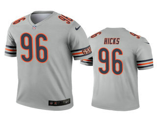 Men's Chicago Bears #96 Akiem Hicks Silver Inverted Legend Jersey