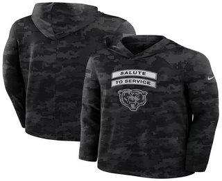 Men's Chicago Bears Black 2026 Salute to Service Sideline Lightweight Hoodie Long Sleeve Top