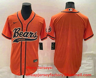 Men's Chicago Bears Blank Orange Stitched MLB Cool Base Nike Baseball Jersey