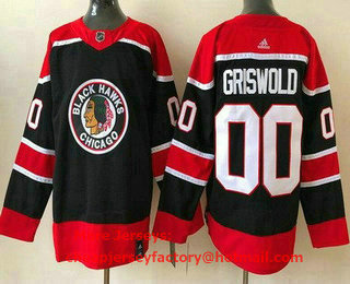 Men's Chicago Blackhawks #00 Clark Griswold Black 2021 Reverse Retro Stitched NHL Jersey