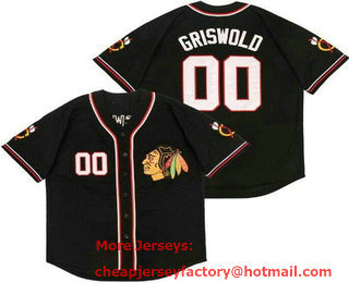 Men's Chicago Blackhawks #00 Clark Griswold Black Baseball Jersey