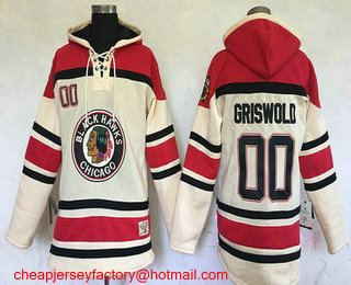 Men's Chicago Blackhawks #00 Clark Griswold Cream Stitched NHL Old Time Hockey Hoodie