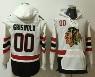 Men's Chicago Blackhawks #00 Clark Griswold NEW Cream Pocket Stitched NHL Pullover Hoodie