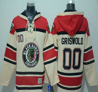 Men's Chicago Blackhawks #00 Clark Griswold Old Time Hockey Cream Hoodie