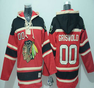 Men's Chicago Blackhawks #00 Clark Griswold Old Time Hockey Red Hoodie