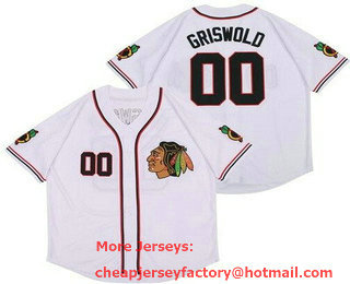 Men's Chicago Blackhawks #00 Clark Griswold White Baseball Jersey