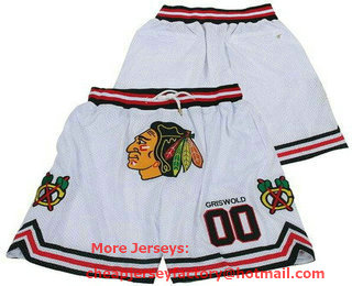 Men's Chicago Blackhawks #00 Clark Griswold White Big Logo Just Don Shorts