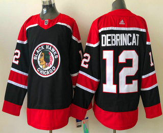 Men's Chicago Blackhawks #12 Alex DeBrincat Black 2021 Retro Stitched NHL Jersey