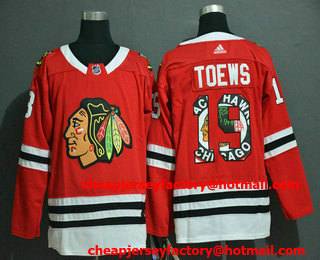 Men's Chicago Blackhawks #19 Jonathan Toews NEW Red Fashion Adidas Stitched NHL Jersey