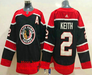 Men's Chicago Blackhawks #2 Duncan Keith Black With A Patch 2021 Retro Stitched NHL Jersey