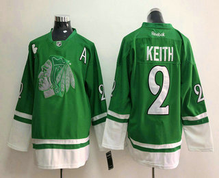 Men's Chicago Blackhawks #2 Duncan Keith Green Stitched Reebok NHL Jersey