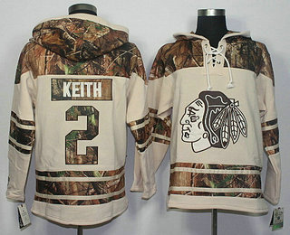 Men's Chicago Blackhawks #2 Duncan Keith Old Time Hockey Cream With Camo Hoodie