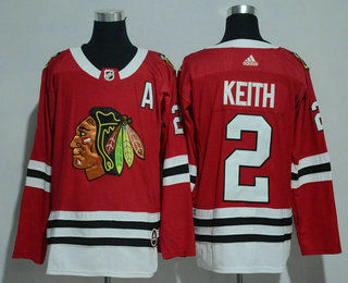 Men's Chicago Blackhawks #2 Duncan Keith Red Home 2017-2018 Hockey Stitched NHL Jersey