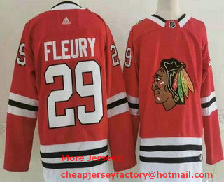 Men's Chicago Blackhawks #29 Marc Andre Fleury Red Adidas Stitched NHL Jersey