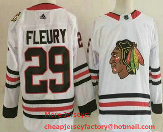 Men's Chicago Blackhawks #29 Marc Andre Fleury White Adidas Stitched NHL Jersey