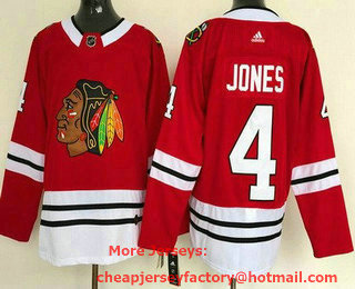 Men's Chicago Blackhawks #4 Seth Jones Red Stitched NHL Jersey