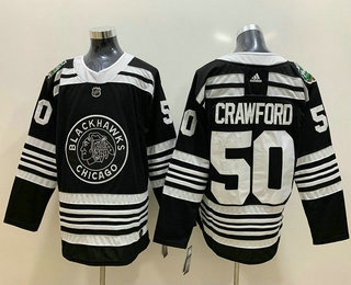 Men's Chicago Blackhawks #50 Corey Crawford Black 2019 Winter Classic Adidas Stitched NHL Jersey