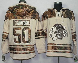 Men's Chicago Blackhawks #50 Corey Crawford Old Time Hockey Cream With Camo Hoodie