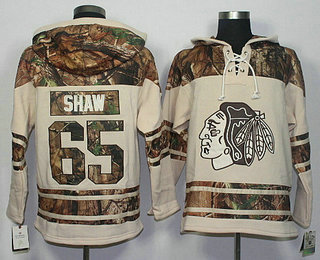 Men's Chicago Blackhawks #65 Andrew Shaw Old Time Hockey Cream With Camo Hoodie