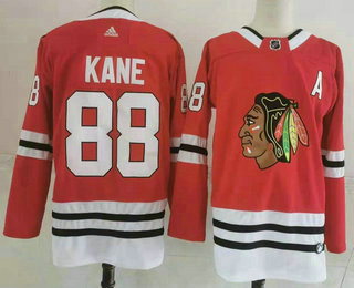 Men's Chicago Blackhawks #88 Patrick Kane Red With A Patch Adidas Stitched NHL Jersey