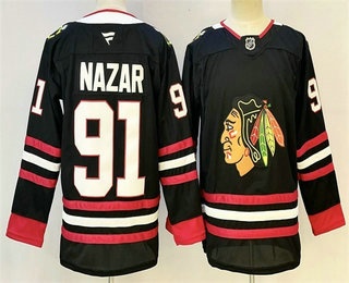 Men's Chicago Blackhawks #91 Frank Nazar Black Authentic Jersey