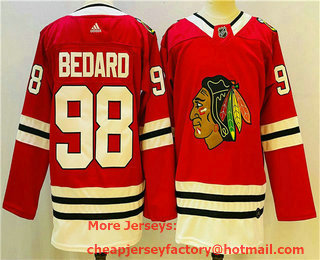 Men's Chicago Blackhawks #98 Connor Bedard Red Stitched Jersey