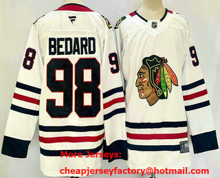 Men's Chicago Blackhawks #98 Connor Bedard White 2024 Stitched Jersey