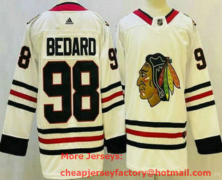 Men's Chicago Blackhawks #98 Connor Bedard White Authentic Jersey