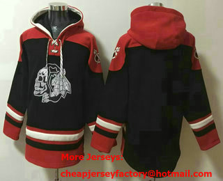 Men's Chicago Blackhawks Blank Black Ageless Must Have Lace Up Pullover Hoodie