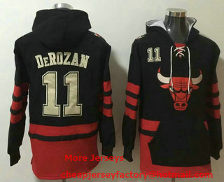 Men's Chicago Bulls #11 DeMar DeRozan NEW Black Pocket Stitched NFL Pullover Hoodie