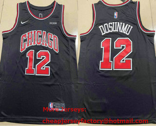 Men's Chicago Bulls #12 Ayo Dosunmu Black 2021 Swingman Stitched Jersey With Sponsor Logo