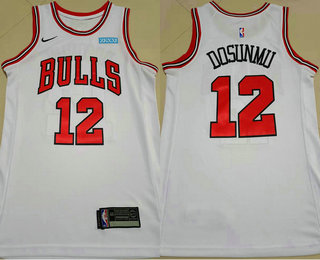 Men's Chicago Bulls #12 Ayo Dosunmu White 2021 Swingman Stitched Jersey With Sponsor Logo