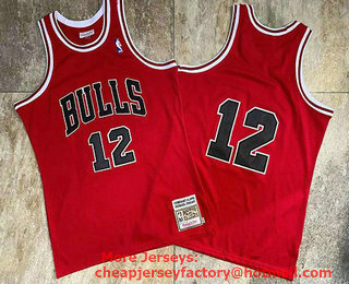 Men's Chicago Bulls #12 Michael Jordan 1990 Red Hardwood Classics Soul AU Throwback Jersey