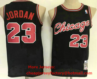 Men's Chicago Bulls #23 Michael Jordan 1984-85 Black Hardwood Classics Soul Swingman Throwback Jersey