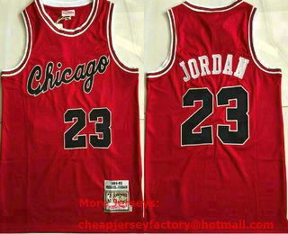 Men's Chicago Bulls #23 Michael Jordan 1984-85 Red Hardwood Classics Soul AU Throwback Jersey