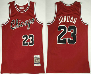 Men's Chicago Bulls #23 Michael Jordan 1984-85 Red Hardwood Classics Soul AU Throwback Jersey TOP