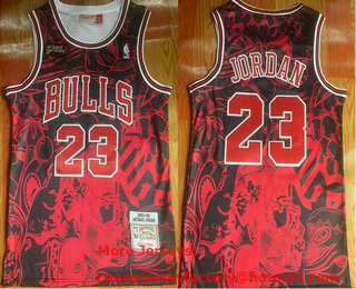 Men's Chicago Bulls #23 Michael Jordan 1995-96 Black Final Patch Hardwood Classics Soul Fashion Throwback Jersey 01