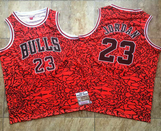 Men's Chicago Bulls #23 Michael Jordan 1996-97 Red Split Hardwood Classics Soul AU Throwback Jersey