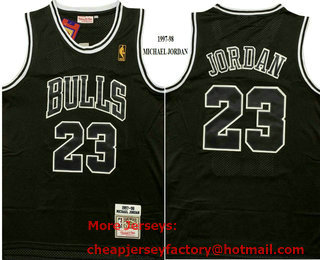 Men's Chicago Bulls #23 Michael Jordan 1997-98 ALL Black Hardwood Classics Throwback Jersey
