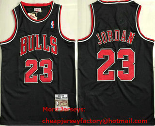 Men's Chicago Bulls #23 Michael Jordan 1997-98 Black Hardwood Classics Soul AU Throwback Jersey
