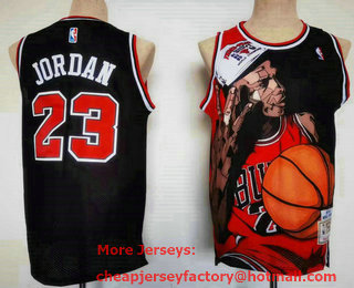 Men's Chicago Bulls #23 Michael Jordan 1997-98 Black Hardwood Classics Soul Fashion Throwback Jersey 12