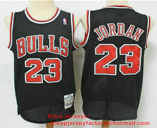 Men's Chicago Bulls #23 Michael Jordan 1997-98 Black Hardwood Classics Soul Swingman Throwback Jersey