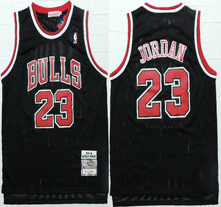 Men's Chicago Bulls #23 Michael Jordan 1997-98 Black Hardwood Classics Soul Swingman Throwback Jersey