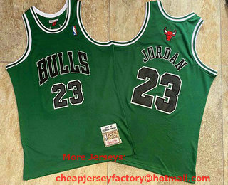 Men's Chicago Bulls #23 Michael Jordan 1997-98 Green Hardwood Classics Soul AU Throwback Jersey