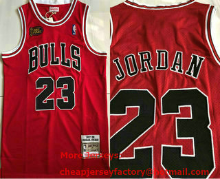 Men's Chicago Bulls #23 Michael Jordan 1997-98 Red Final Patch Hardwood Classics Soul AU Throwback Jersey