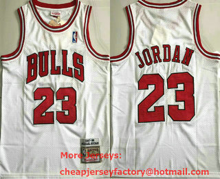 Men's Chicago Bulls #23 Michael Jordan 1997-98 White Hardwood Classics Soul AU Throwback Jersey