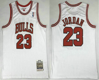 Men's Chicago Bulls #23 Michael Jordan 1997-98 White Hardwood Classics Soul AU Throwback Jersey TOP