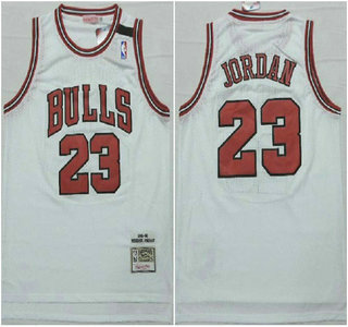 Men's Chicago Bulls #23 Michael Jordan 1997-98 White Hardwood Classics Soul Swingman Throwback Jersey