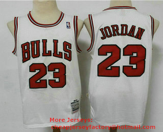 Men's Chicago Bulls #23 Michael Jordan 1997-98 White Hardwood Classics Soul Swingman Throwback Jersey